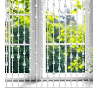 GeeComfy Crystal Beaded Curtain 35.5 x 79 Inches 45 Strands Acrylic Hanging Door Beads String Curtain Room Divider for Doorway Window Living Room Bedroom Decor, Wave Pattern - White