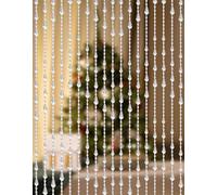 GeeComfy Crystal Beaded Curtain 35.5 x 79 Inches 45 Strands Acrylic Hanging Door Beads String Curtain Room Divider for Doorway Window Living Room Bedroom Decor, Wave Pattern - White