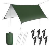 GEEDIAR Hammock Rain Fly Tent Tarp 300 x 300cm - PU3000MM-Anti-UV, Lightweight Waterproof Camping Shelter for Outdoor, Travel, Sunshade, Rain, Hammock - Poles Not Included (Dark Green)