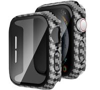 GEEDOOWIN 2 Pack for Apple Watch Series 10 Privacy Screen Protector Case 42mm, iWatch Protective PC Face Cover Built-in Anti-Peeping 9H Tempered Glass Protector for iWatch Accessories, Carbon Fiber