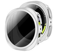 GEEDOOWIN 2 Pack Privacy Screen Protector Case for Samsung Galaxy Watch 8 40mm, Hard PC Bumper + HD Anti-Fog Tempered Glass Protective Film, Screen Protector Case, Overall Protective Cover, Silver