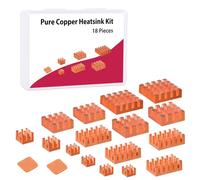 GeeekPi 18PCS Pure Copper Heatsinks for Raspberry Pi 5 /Pi 4B, CPU Cooler Heatsinks with Thermal Conductive Adhensive Tape Compatible with Raspberry Pi 5/Raspberry Pi 4 Model B