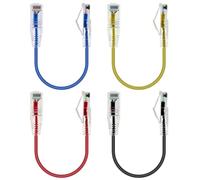 GeeekPi 4PCS Cat6A Ethernet Patch Cable, 20cm, RJ45 Snagless Short Shielded Network Cable, 10Gbps, 500MHz, 28AWG, Multicolour 4-Pack
