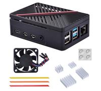 GeeekPi ABS Case for Raspberry Pi 4, Pi4B Case with 40mm PWM Fan and 4pcs Aluminum Heatsinks for Raspberry Pi 4 Model B 1GB/2GB/4GB/8GB (Black)