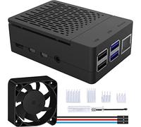 GeeekPi ABS Case for Raspberry Pi 4, with PWM Fan 40X40X10mm and 4pcs Aluminum Heatsinks for Raspberry Pi 4 Model B 8GB/4GB/2GB (Black)