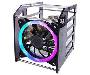 GeeekPi Cluster Case, Stackable Rack Case with 120mm Big Fan LED 5V RGB Fan for Raspberry Pi 4B/3B+/3B/2B/B+ and Jetson Nano (4-Layers)