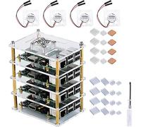 GeeekPi Cluster Case with Cooling Fan and Heatsinks for Raspberry Pi 4, 4 Layers Acrylic Stackable Case for Raspberry Pi 3B+/3/2 Model B