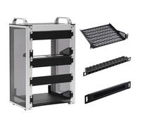 GeeekPi DeskPi RackMate T1 10 inch 8U Server Cabinet & 1U Rack Shelf & 0.5U 12 Port Patch Panel & 0.5U Brush Cable Manager