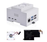 GeeekPi DIN Rail ABS Case for Raspberry Pi 5, with Armor Lite V5 Active Cooler for Raspberry Pi 5 4GB 8GB 16GB, Modular Box for Electrical Panels