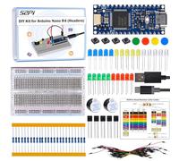 GeeekPi DIY Kit for Arduino Nano R4 with Headers, Beginner Electronics Learning Set, Includes Breadboard, LEDs, Resistors, Transistors,Push Buttons,Jumper Wires,USB-C Programming Cable,with Tutorial