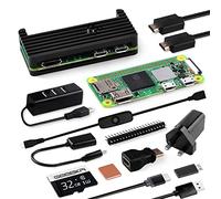 GeeekPi Raspberry Pi Zero 2 W Starter Kit,with RPi Zero 2 W Aluminum Case,32GB SD Card Preloaded OS,QC3.0 Power Supply, 20Pin Header,Micro USB to OTG Adapter,HDMI Cable,Heatsink,ON/Off Switch Cable