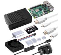 GeeekPi Starter Kit for Raspberry Pi 4 4GB, Include Pi 4 4GB RAM Board, 64GB SD Card and Card Reader, ABS Case with PWM Fan, 5V 3.6A Power Supply with ON/Off Switch, 2pcs 4K HDMI Cables