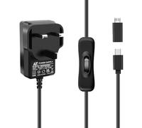 GeeekPi USB-C Power Supply UK Plug for Raspberry Pi 4 With On/Off Switch,5V 3.6A Type C PSU with Micro USB Adapter for Raspberry Pi 4B/3B+/3B/Orange Pi 5 /5B /5 Plus