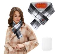 Geegear Heated Scarf with 5000mAh Power Bank, USB Rechargeable Heating Scarf with 3 Heating Levels Electric Winter Neck Warmer Washable for Men Women Hiking Skiing Christmas (Grey 2)