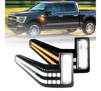 GEEGEETOP Smoked Housing Clear LED Light Amber Sequential Flash Signal DRL Side Marker Lamp Compatible with Ford F150 Raptor 2020 2021 Pickup Truck Front Fender Edge