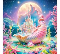 GEEHEIY Fantasy Castle Diamond Art Kits for Adults, 5D Full Drill Diamond Painting Kit, Mermaid Seashell Castle Underwater Fairytale DIY Crystal Gem Art for Beginners, Home Wall Decor Gift 35 x 35cm