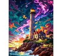 GEEHEIY Paint by Numbers for Adults, Aurora Painting by Numbers Kits for Adults Beginner, Lighthouse DIY Adult Paint by Numbers Canvas Kits for Gift Home Decor 16 x 20 inch