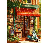 GEEHEIY Paint by Numbers for Adults, Bookshop Paint by Numbers Kits for Beginner, Book DIY Adult Painting by Numbers Canvas Kits for Gift Home Decor 16 x 20 inch
