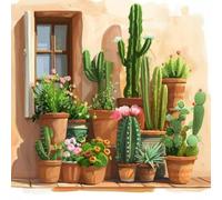 GEEHEIY Paint by Numbers for Adults, Cactus Paint by Numbers Kits for Beginner, Plants DIY Adult Painting by Numbers Canvas Kits for Gift Home Decor 16 x 16 inch