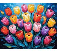 GEEHEIY Paint by Numbers for Adults, Flower Painting by Numbers for Adults On Canvas for Beginner, Landscape DIY Acrylic Oil Paint by Number Kits for Gift Home Decor 16 x 20 inch