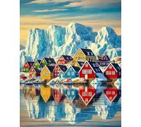 GEEHEIY Paint by Numbers for Adults, Sea View Paint by Numbers Kits for Beginner, Colorful Houses DIY Adult Painting by Numbers Canvas Kits for Gift Home Decor 16 x 20 inch