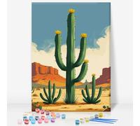 GEEHEIY Paint by Numbers for Adults with Frame, Cactus Easy Framed Paint by Numbers Kits on Canvas for Beginner, Plants DIY Acrylic Oil Adult Painting by Numbers for Gift Home Decor 8 x 12 inch