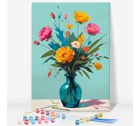 GEEHEIY Paint by Numbers for Adults with Frame, Flowers in Vase Easy Framed Paint by Numbers Kits on Canvas for Beginner, DIY Acrylic Oil Adult Painting by Numbers for Gift Home Decor 8 x 12 inch