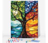 GEEHEIY Paint by Numbers for Adults with Frame, Tree of Life Easy Framed Paint by Numbers Kits on Canvas for Beginner, DIY Acrylic Oil Adult Painting by Numbers for Gift Home Decor 8 x 12 inch