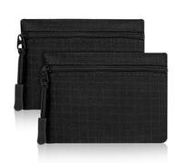 GEEHUA 2 Pack Small Coin Purse, Mini Canvas Change Pouch with Zipper, Portable Coin Bag for Women & Men Compact Money Organizer (Black)