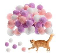 GEEHUA 30 Pcs Soft Pom Pom Balls for Kittens, Plush Fuzzy Balls Lightweight Interactive Cat Toys for Indoor Cats Interactive Toys for Adult Cats Kitten Training Playing Fetching(Purple)