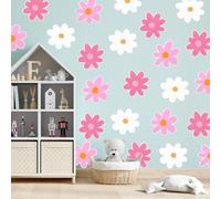 GEEHUA 36Pcs Daisy Wall Decals, Large Flower Vinyl Stickers Waterproof Peel and Stick Wall Decor for Kids Nursery Playroom Bedroom Living Room