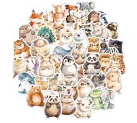 GEEHUA 50 Pcs Cute Animal Stickers, Watercolor Safari Sticker Aesthetic Vinyl Stickers Self Adhesive Jungle Wall Stickers Waterproof Cartoon Animal Decal for Laptop Scrapbook Water Bottle