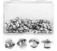 GEEHUA 50PCS Locking Pin Backs, Locking Pin Keeper Clasp Metal Pin Locks Back Flat Head Clamp Needle Back Lock for Brooches Enamel Lapel Pins(Silver)