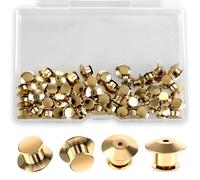 GEEHUA 50PCS Locking Pin Backs, Locking Pin Keeper Clasp Metal Pin Locks Back Flat Head Clamp Needle Back Lock for Brooches Enamel Lapel Pins(Gold)