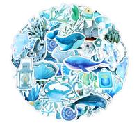 GEEHUA 50PCS Ocean Animals Stickers, Waterproof Under The Sea Marine Life Adhesive Decals for Kids, Birthday Party, Scrapbook, Skateboard, Phone, Laptop