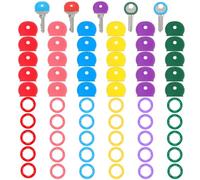GEEHUA 60 Pcs Key Covers Caps, 2 Styles 6 Colors Key Identifiers Tags Silicone Keys Head Protectors Toppers Case Shell for Standard Office House Apartment Flat Keys