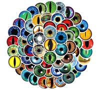 GEEHUA 80 Pcs Animal Eye Stickers, Round Dragon Eye Decals Waterproof Vinyl Colorful Sticker Eyeball Aesthetic Decal Eyeball Gifts for DIY Water Bottle Scrapbook Laptop Art Decor