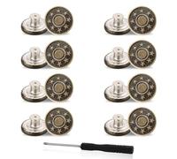 GEEHUA 8PCS Adjustable Replacement Buttons, No Sew Nailess Removable Metal Button Jeans Buttons Repair Combo Thread Rivets and Screwdrivers for Any Cowboy Clothing Jackets Pants(17mm)