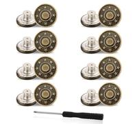 GEEHUA 8PCS Adjustable Replacement Buttons, No Sew Nailess Removable Metal Button Jeans Buttons Repair Combo Thread Rivets and Screwdrivers for Any Cowboy Clothing Jackets Pants(20mm)