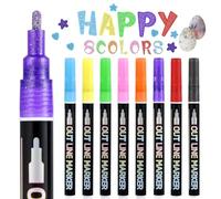 GEEHUA 8pcs Shimmer Marker Pens, 8 Colors Double Line Glitter Markers Outline Pens Set Easter Basket Stuffers for DIY Crafts Drawing Doodle Art Teen Girl Gifts