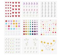 GEEHUA 9 Sheets Self Adhesive Face Gems Stickers, Face Glitter Colorful Jewels Rhinestones For Makeup Hair Gems Hearts Star Stickers For Face Eye Makeup Nail Body Crafts