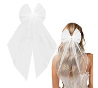 GEEHUA Bridal Hair Bow Veil, Elegant Wedding Veil Bridal Hair Clip with Pearl Bow Veils Pins Barrette Wedding Accessories for Women Girls Bridesmaid Favor Bachelorette Party Decorations