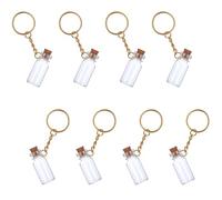 GEEHUA Mini Glass Bottles, 8 Pcs 3ml Small Glass Bottles With Cork and Keychain Clear Spell Jars Tiny Jars with Lids Message Glass Bottles Tiny Bottles for DIY Crafts Wedding Party Favors Home Decor