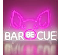 Geeinar BBQ Neon Signs for Wall Decor Pig Barbecue Neon Lights Dimmable Led Sign for BBQ Shop Restaurant Office Man Cave Beer Bar Pub Christmas Birthday Party Gift