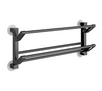 Geejia Wall Mounted Folding Shoe Rack, 2 Tier Space Saving Door Shoe Holder, Plastic and Metal Tubes (Black, 30CM)