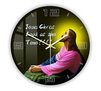 G lerts 12inch Silent Wall Clock, Jesus Christ Look at The Time Modern Acrylic Print Wall Clock Battery Operated Quartz Religious Watch for Church Cathedral Baptism Christian Home Decor