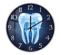 Geek Alerts Abstract Blue Dental Design Silent Non Ticking Wall Clock 12inch Teeth Acrylic Print Hanging Watch for Dentist Clinic Office Healthy Tooth Cross Section Anatomy Decor (Acrylic Framless)