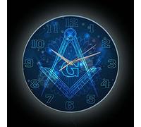 Geek Alerts Freemason Logo LED Luminous Silent Wall Clock with USB Multi Color Changing Light 12inch Acrylic Frame Knights Templar Masonic Lodge Hanging Watch Master Mason Home Decor