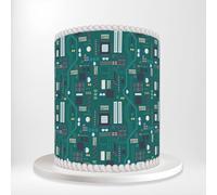 Geek Computer Electronics Circuit Board Wrap Around Print A4 Edible Paper Cake Topper Icing Sheet Side Ribbon Border Decor for Personalised Themed Decorations