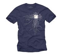 Geek Gift for Men Gamer CPU T-Shirt Blue Size XXXXL
